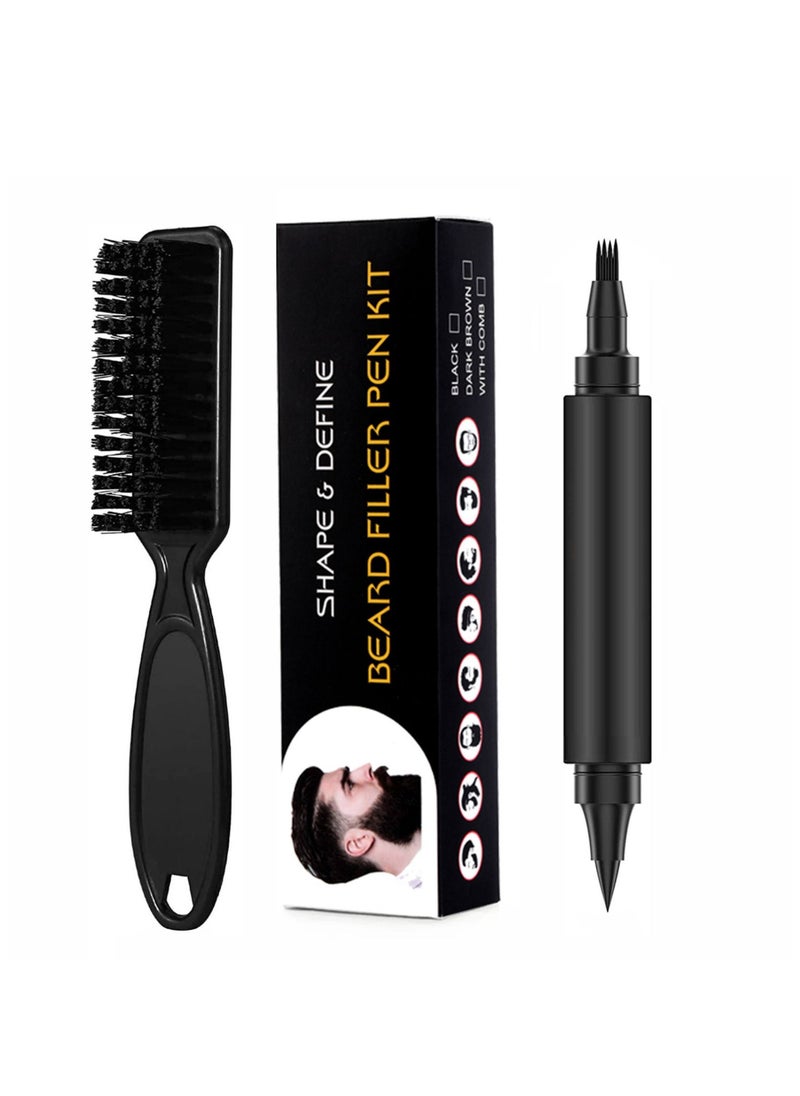 Generic New Upgraded Waterproof Double Headed Beard Filling Pen Set Black  - Image 2