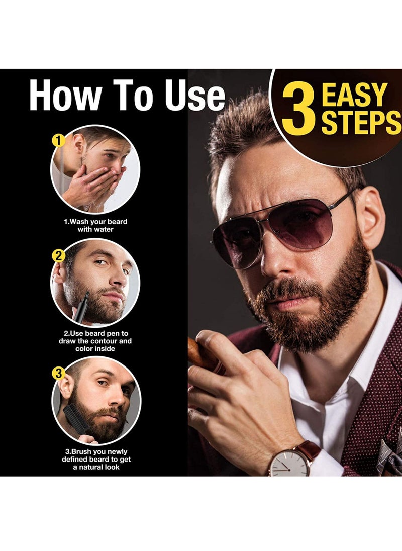 Generic New Upgraded Waterproof Double Headed Beard Filling Pen Set Black  - Image 3