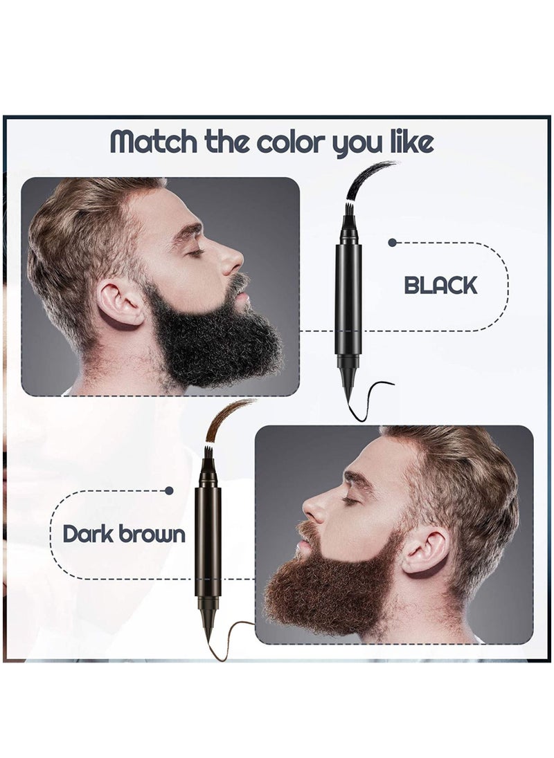 Generic New Upgraded Waterproof Double Headed Beard Filling Pen Set Black  - Image 5