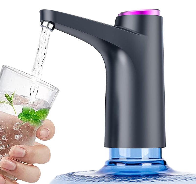 Hoteon Water Dispenser with 1200mAh Battery, Automatic Water Dispenser for 20 Litre Bottle, Food Grade Faster Pumping Water Pump for Home Countertop Bedside Camping (Black) - Image 1