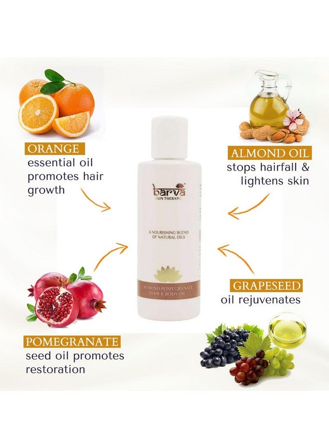 بارفا زيت تدليك الشعر والجسم باللوز الطبيعي والرمان. زيت الجسم المريح للبشرة الجافة والعادية مع فيتامين E 200 مل - Image 4