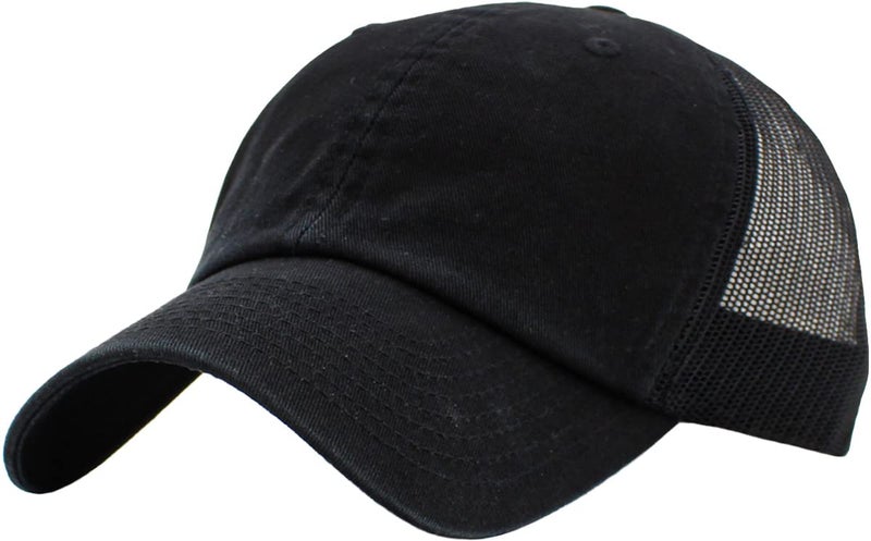 KBETHOS KBE-CM BLK Original Classic Trucker Low Profile Hat Men Women Baseball Cap Dad Hat Adjustable Unconstructed Plain Cap - Image 1