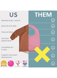 bibado Long Sleeve Baby Bibs - Babies And Toddlers 6-36 Months - Coverall Baby Weaning Bib - Easy Wipe Clean And Soft Fabric - Attach To Highchair And Tables - Waterproof - Machine Washable - Baby Gifts - Chasing Rainbows  - Image 3