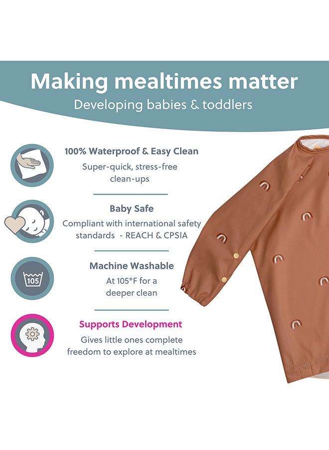 bibado - Long Sleeve Baby Bibs - Babies And Toddlers 6-36 Months - Coverall Baby Weaning Bib - Easy Wipe Clean And Soft Fabric - Attach To Highchair And Tables - Waterproof - Machine Washable - Baby Gifts - Chasing Rainbows - Image 1