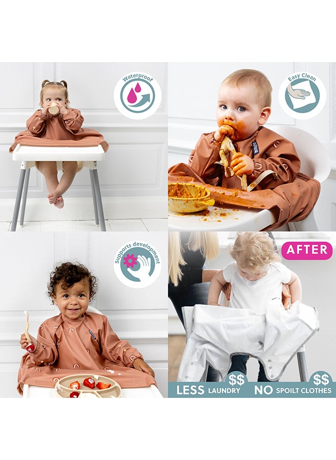 bibado - Long Sleeve Baby Bibs - Babies And Toddlers 6-36 Months - Coverall Baby Weaning Bib - Easy Wipe Clean And Soft Fabric - Attach To Highchair And Tables - Waterproof - Machine Washable - Baby Gifts - Chasing Rainbows - Image 1