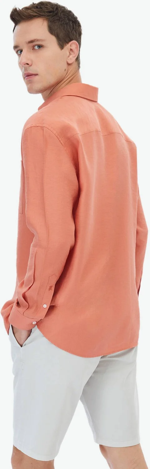 كيب Orange Plain Oversize Fit Woven Casual Shirt