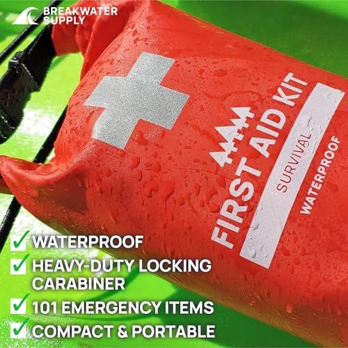 Breakwater Supply™ Waterproof Survival First Aid Kit, 101 Piece AFAK Emergency Supplies in Dry Bag, IFAK Trauma Kit Bug Out Bag for Camping, Hiking, Boating, Fishing, Hunting with Splint (Red) - Image 4