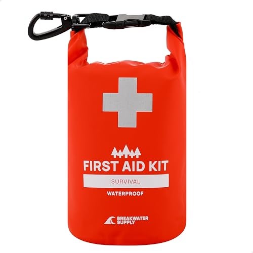 Breakwater Supply™ Waterproof Survival First Aid Kit, 101 Piece AFAK Emergency Supplies in Dry Bag, IFAK Trauma Kit Bug Out Bag for Camping, Hiking, Boating, Fishing, Hunting with Splint (Red) - Image 1