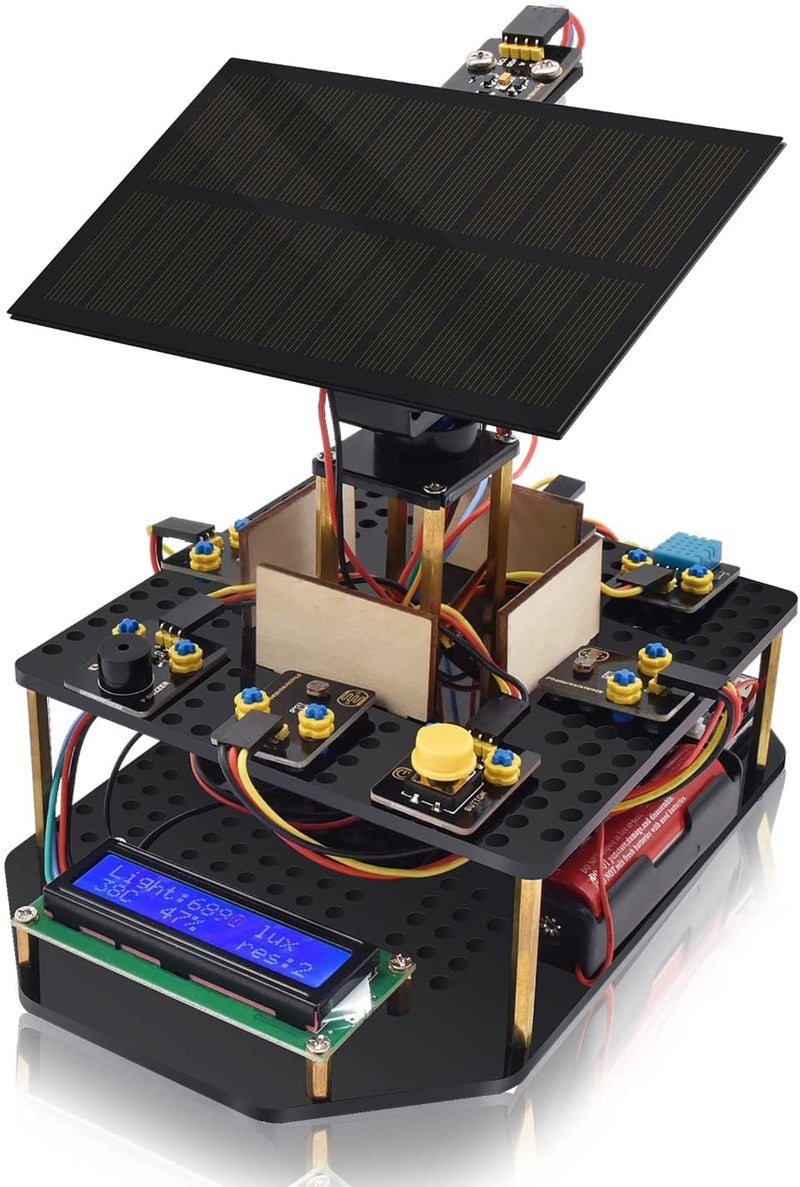 KEYESTUDIO DIY Solar Tracking Electronic Kit for Arduino, Smart Phone Charging, Temperature & Humidity Sensor, BH1750 Light Sensor, Educational Programming Kit for Teens & Adults 15+ - Image 1