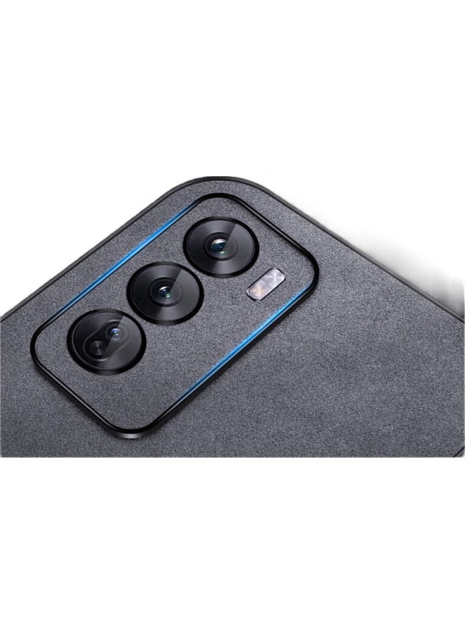 Shangsu, Suitable For Oppo Reno 12 Phone Case, Oppo Reno 12 Protective Cover, Shockproof, Full Lens Protection, Soft Shell, Simple Luxury Lambskin Outer Case, For Women And Men, Leather Case, Black - Image 2