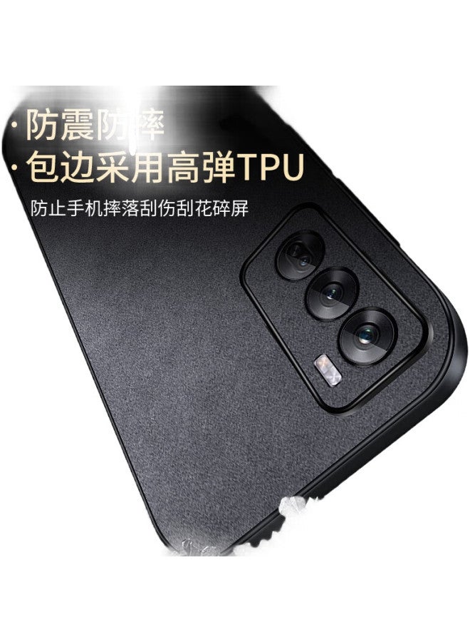 Shangsu, Suitable For Oppo Reno 12 Phone Case, Oppo Reno 12 Protective Cover, Shockproof, Full Lens Protection, Soft Shell, Simple Luxury Lambskin Outer Case, For Women And Men, Leather Case, Black - Image 1