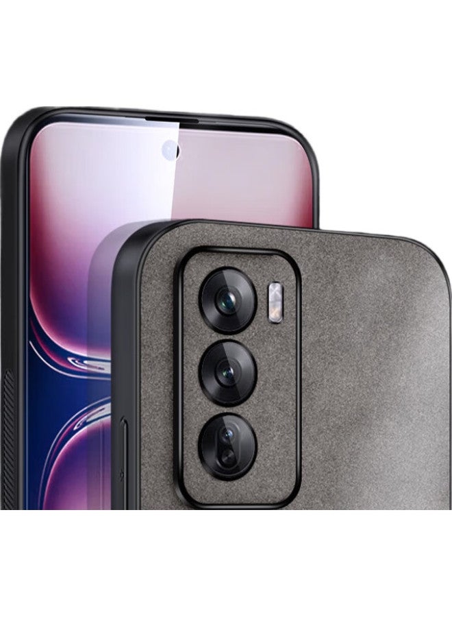 Shangsu, Suitable For Oppo Reno 12 Phone Case, Oppo Reno 12 Protective Cover, Shockproof, Full Lens Protection, Soft Shell, Simple Luxury Lambskin Outer Case, For Women And Men, Leather Case, Black - Image 3