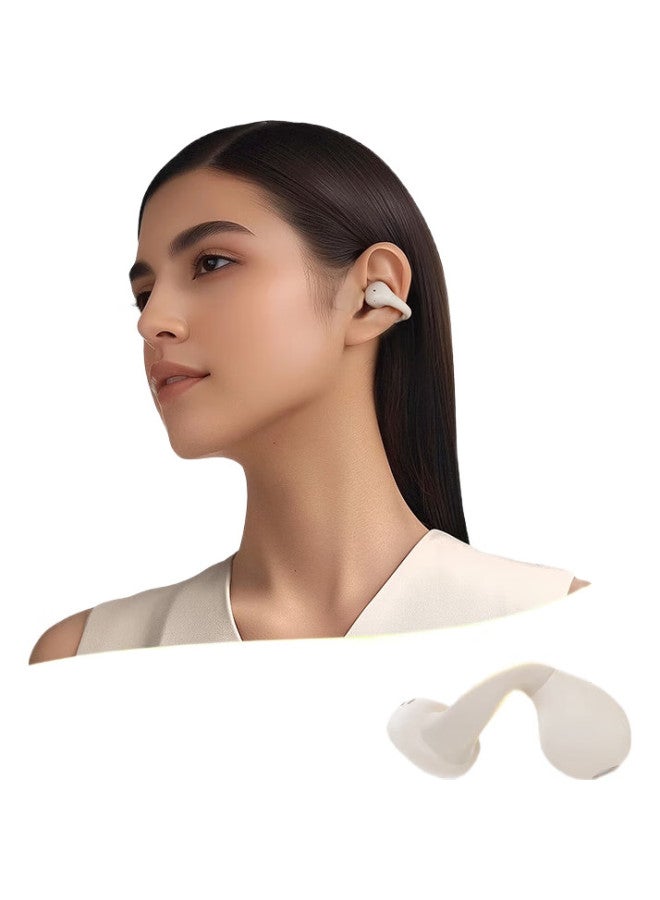 Langston Bluetooth Headphones, Bone Conduction Concept Clip-On Wireless Open Non-In, For Sports Running Cycling Calls Noise Reduction, Compatible With Apple Xiaomi Phones, Beige - Image 1