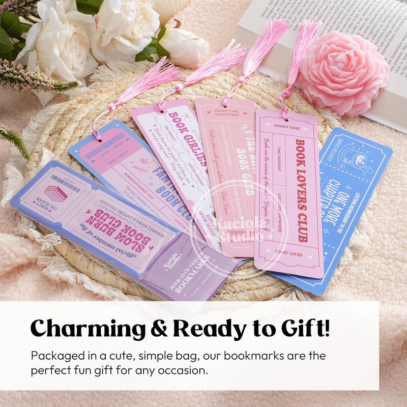 Kaciola Studio 10 PCS Book Lovers Club Bookmarks,Funny Bookmarks for Women,Double Sided Romance Booklover Gifts,Book Club Gifts for Romance Reader Friends Girls - Image 4