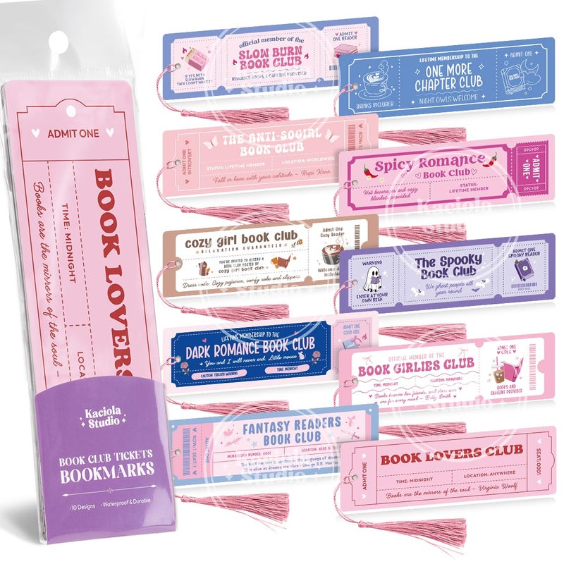 Kaciola Studio 10 PCS Book Lovers Club Bookmarks,Funny Bookmarks for Women,Double Sided Romance Booklover Gifts,Book Club Gifts for Romance Reader Friends Girls - Image 1