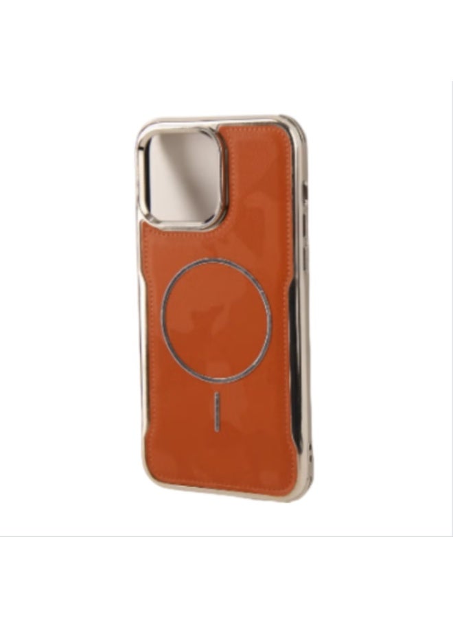 غطاء هاتف iPhone 14 Pro Max، جراب MagSafe Camouflage مقاوم للصدمات والغبار مصنوع من جلد فاخر، لون بني، متوافق مع iPhone 14 Pro Max. - Image 1
