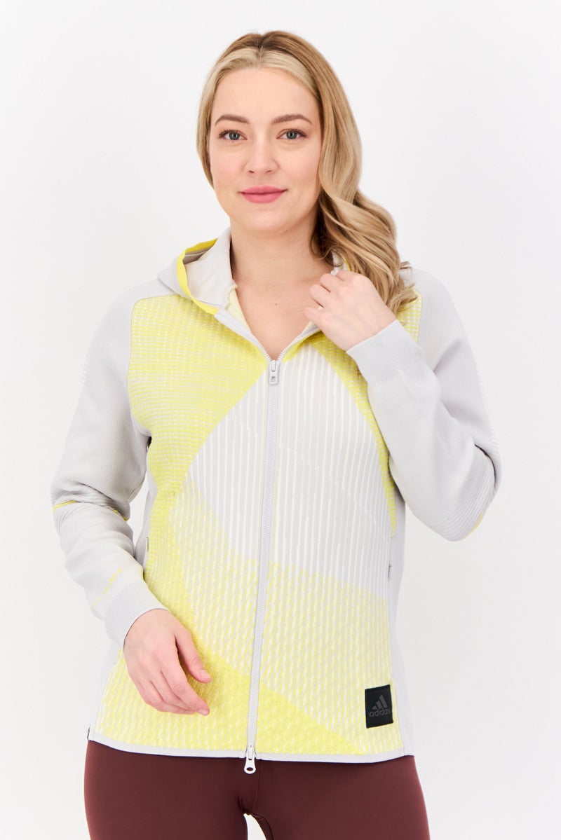 Adidas Women Sportswear Fit Primeknit Golf Jacket, Grey  - Image 1