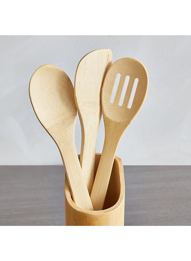 Home Box Bamboo Kitchen Tool 4-Piece Set with Holder 7.3x16.5x7.3 cm  - Image 4