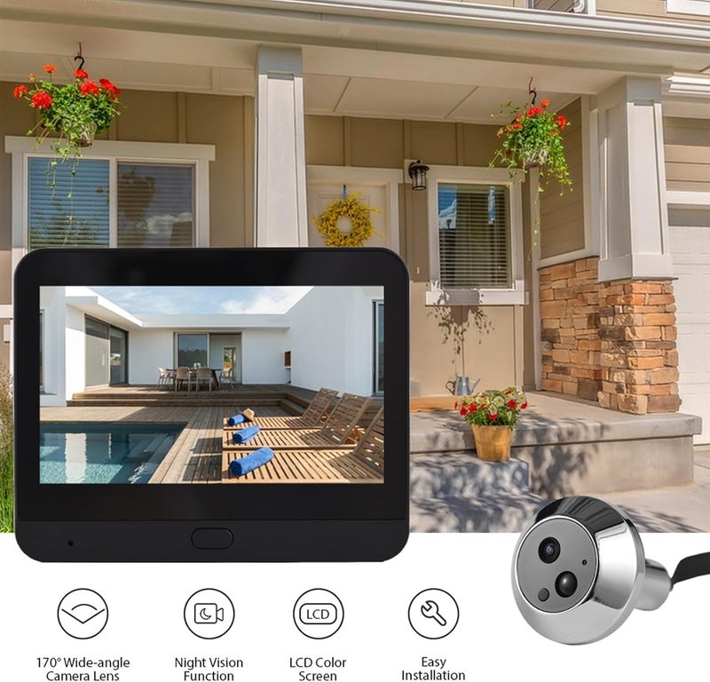 Swokely Smart Video Doorbell Camera, WiFi Door Peephole Camera with 4.3in Display Monitor, Tuya APP Wireless Digital Door Viewer, Smart Motion Detection, Night Vision, Rechargeable 5000Ah Battery - Image 2