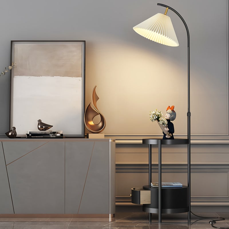 Sharpdo Arc Floor Lamp with Side Table 3-Color Dimmable LED (3000K-6000K) 12W Gold Standing Lamp with Storage Shelf for Living Room Bedroom - Image 4