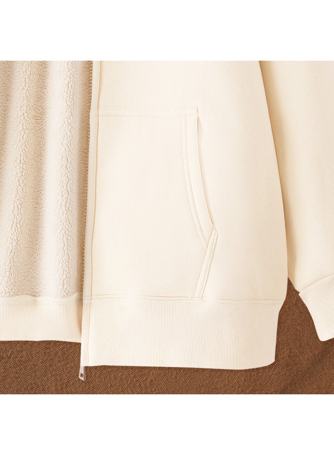 Flying in the snow Fleece Zipper Cardigan Women's Hoodie Winter Loose Oversize Hooded Top - Image 4