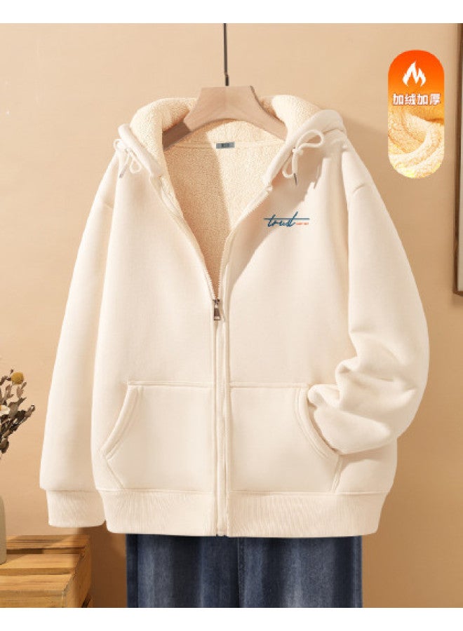 Flying in the snow Fleece Zipper Cardigan Women's Hoodie Winter Loose Oversize Hooded Top - Image 1