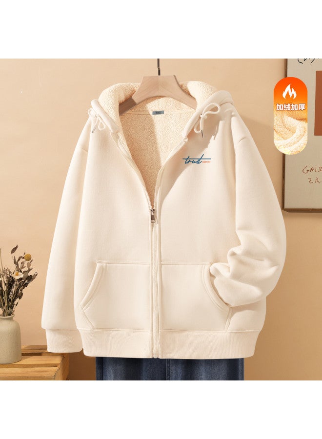 Flying in the snow Fleece Zipper Cardigan Women's Hoodie Winter Loose Oversize Hooded Top - Image 2