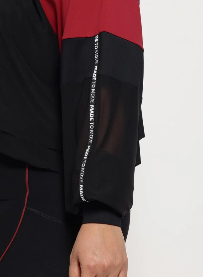 Zaecy  Layered Mesh Top – Black & Red for Women | Best Price UAE