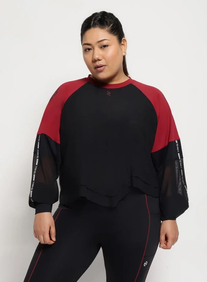 Layered Mesh Top – Black & Red