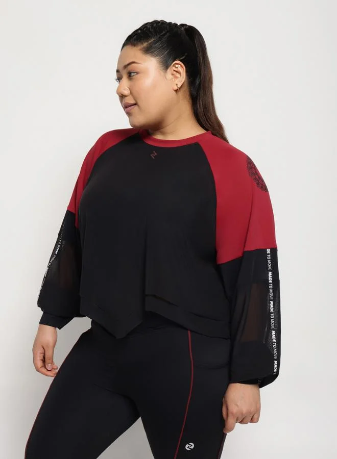 Zaecy  Layered Mesh Top – Black & Red for Women | Best Price UAE