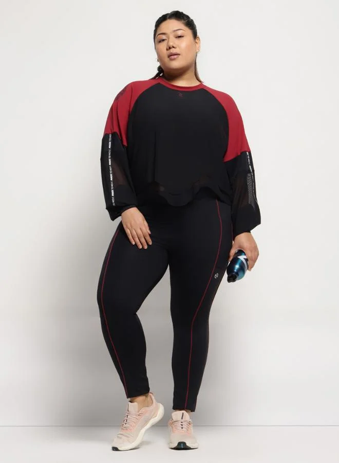 Zaecy  Layered Mesh Top – Black & Red for Women | Best Price UAE