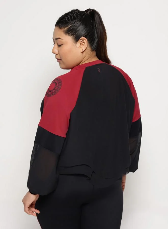 Zaecy  Layered Mesh Top – Black & Red for Women | Best Price UAE