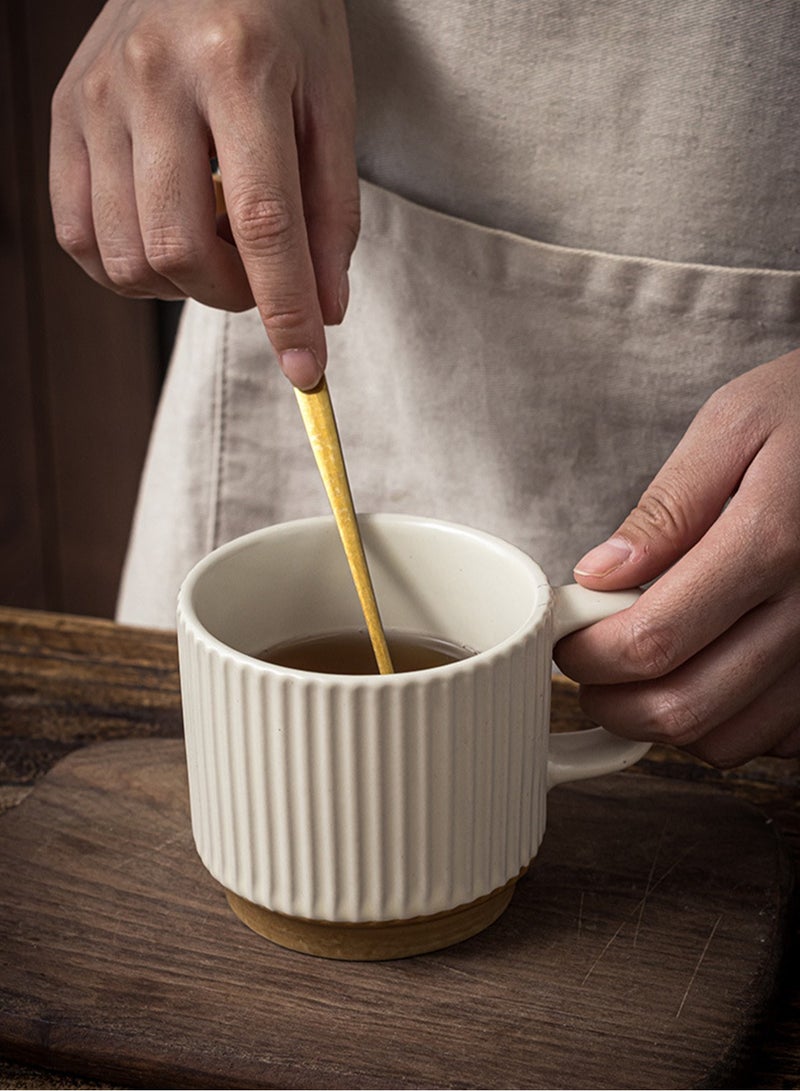 TDAO Ceramic Stoneware Drinkware Cup, Retro Style Coffee Mug, 300ml Catering Mug with Handle for Coffee, Tea, Cocoa, Milk - Image 2