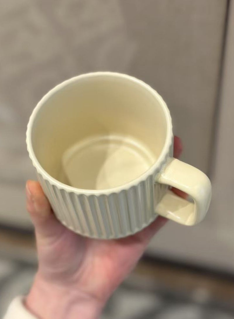 TDAO Ceramic Stoneware Drinkware Cup, Retro Style Coffee Mug, 300ml Catering Mug with Handle for Coffee, Tea, Cocoa, Milk - Image 3