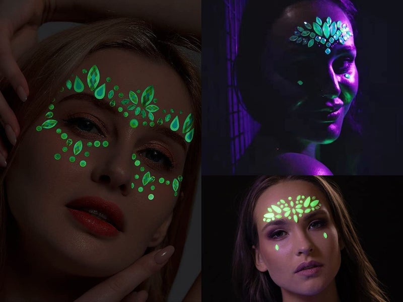 S.A.V.I 3D Luminous, Glow in the Dark Face Gems Crystal Sticker Tattoo Rhinestone Decoration for Women Girls Events Parties Weddings Clubs - Image 5