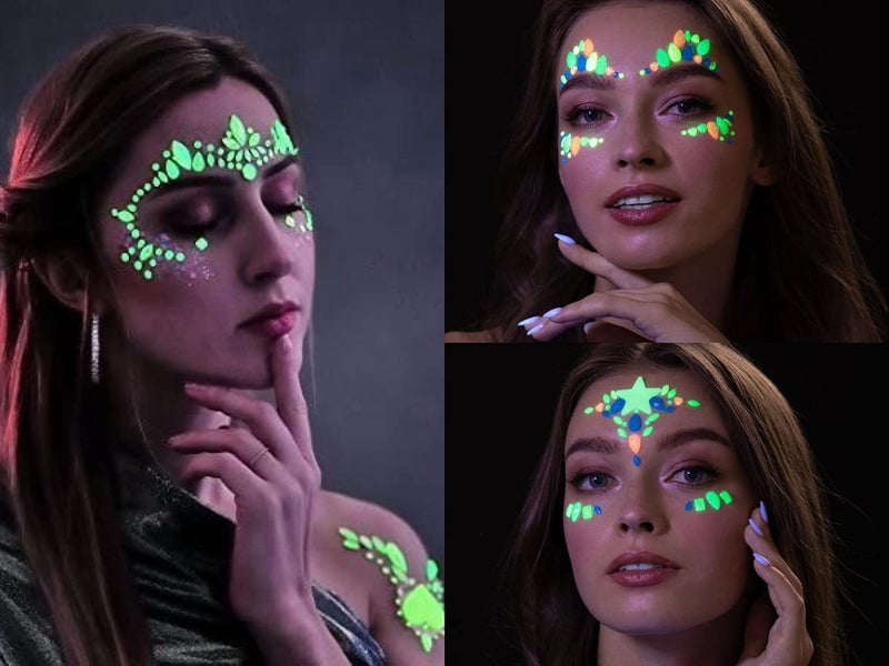 S.A.V.I 3D Luminous, Glow in the Dark Face Gems Crystal Sticker Tattoo Rhinestone Decoration for Women Girls Events Parties Weddings Clubs - Image 4