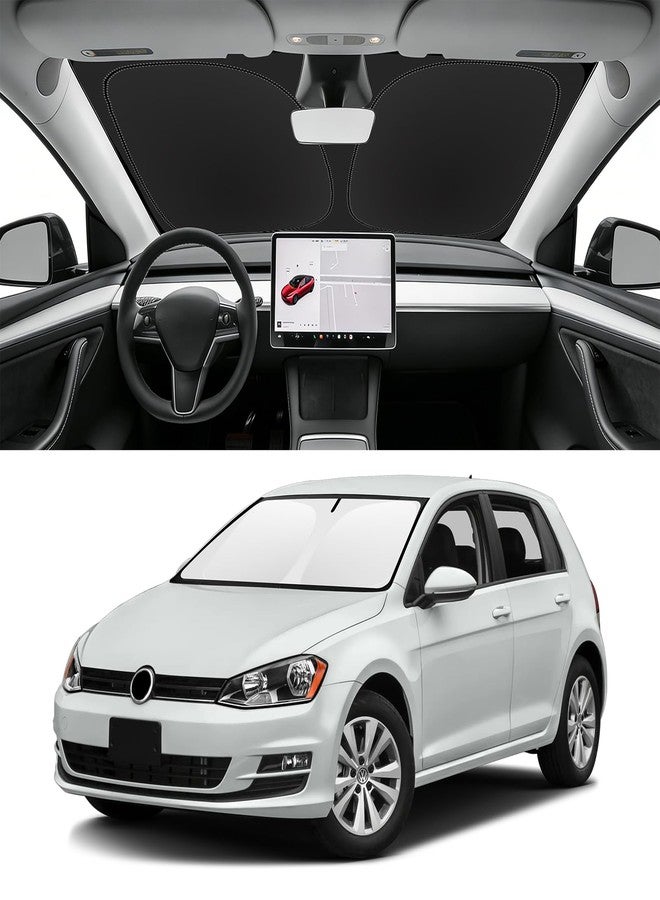 SLOGENTO Sun Shade for Golf GTI e-Golf VW Golf R Windshield Sunshades Cover Fits 2015-2020 2021 Volkswagen Golf GTI e-Golf VW Golf R GTI/R32 MK6 4 Door Hatchback Front Window Shield Sun Visor Protector - Image 1