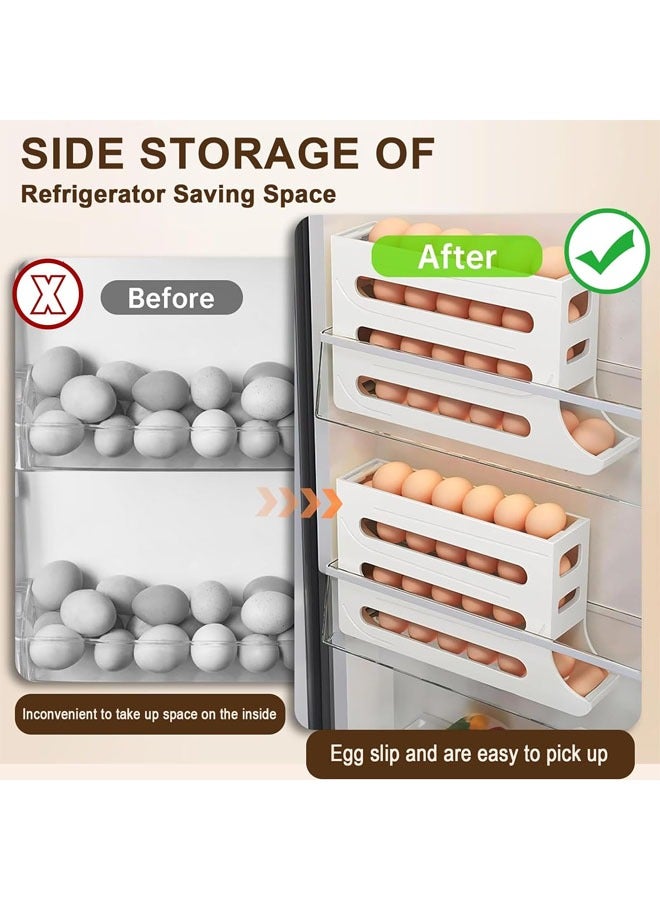 4 Tier Egg Rack for Refrigerator, 30 Auto Rolling Refrigerator Egg Organizer, Egg Dispenser for Refrigerator, Egg Storage Rack for Kitchen  - Image 5