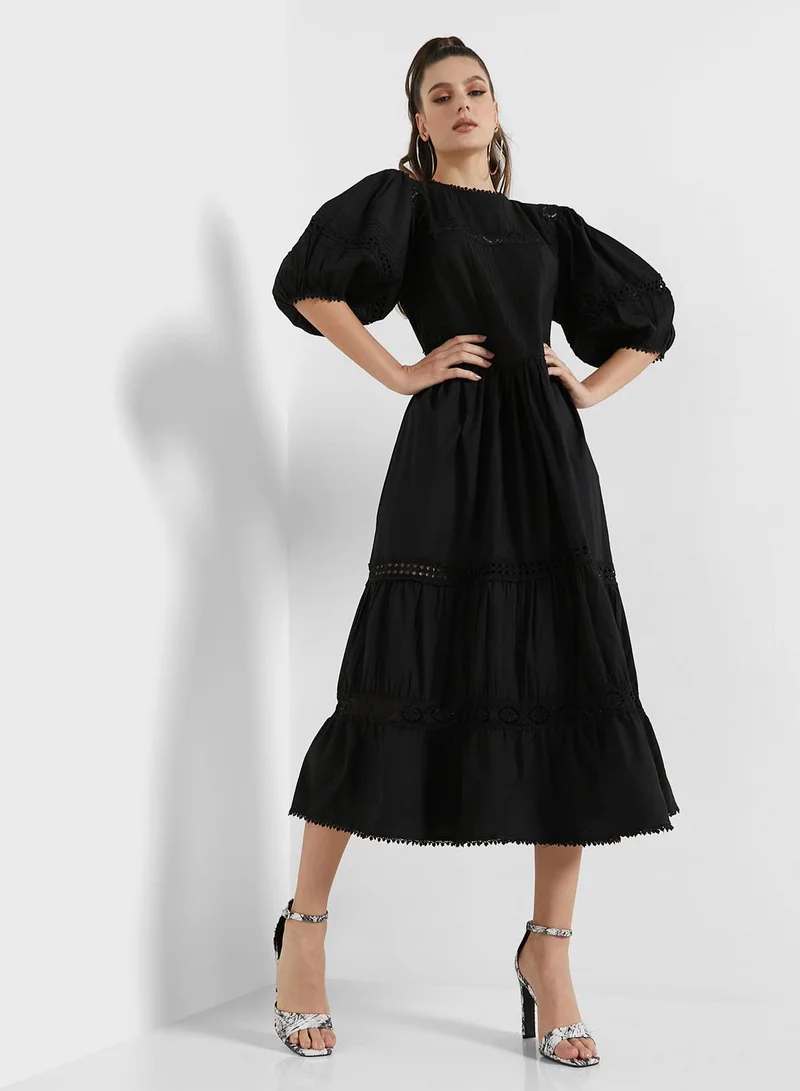TOPSHOP Balloon Sleeve Tiered Dress