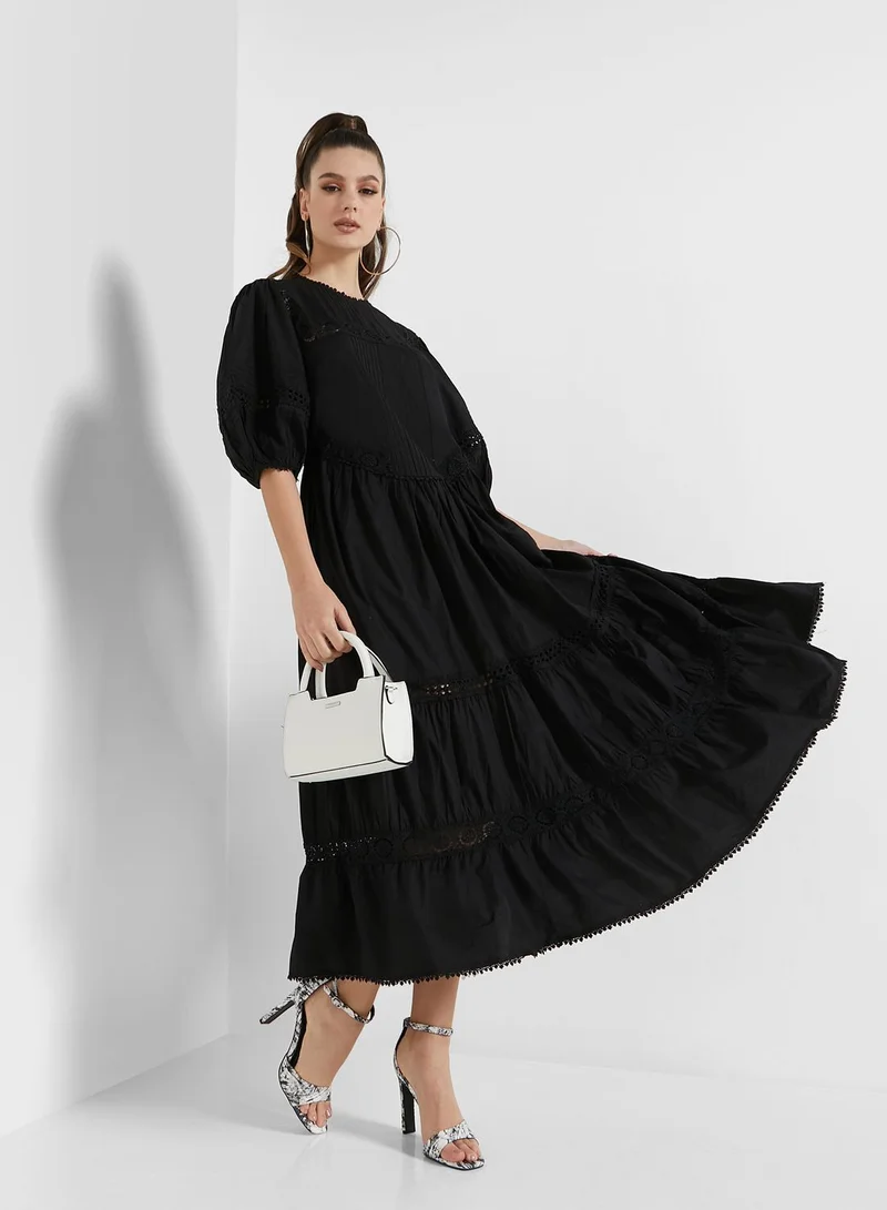 TOPSHOP Balloon Sleeve Tiered Dress