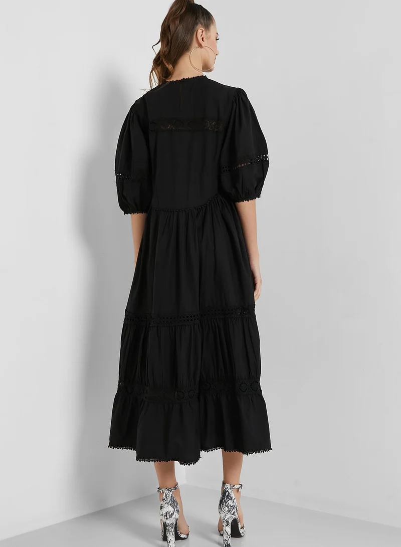 TOPSHOP Balloon Sleeve Tiered Dress
