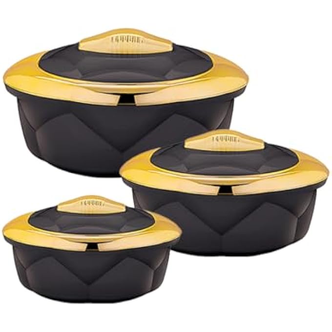 ريحني طقم Axis Allure 3 قطعات، وعاء ساخن معزول للغاية مع غلاف داخلي من الفولاذ المقاوم للصدأ طبق تخزين الطعام بأغطية يحافظ على الطعام ساخنا وباردا لساعات أسود 12L22L32L - Image 5