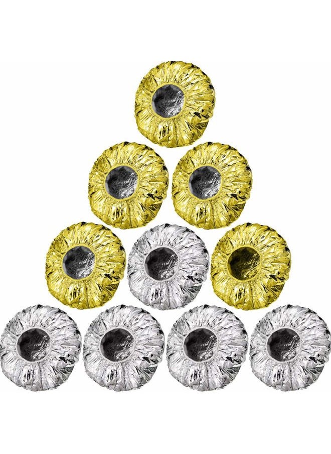 WILLBOND 12 Pieces Deep Conditioning Caps Aluminum Foil Reusable Hair Processing Hair Coloring Shower Caps for Home Salon Use(12 Inch,Golden, Silvery)  - Image 2