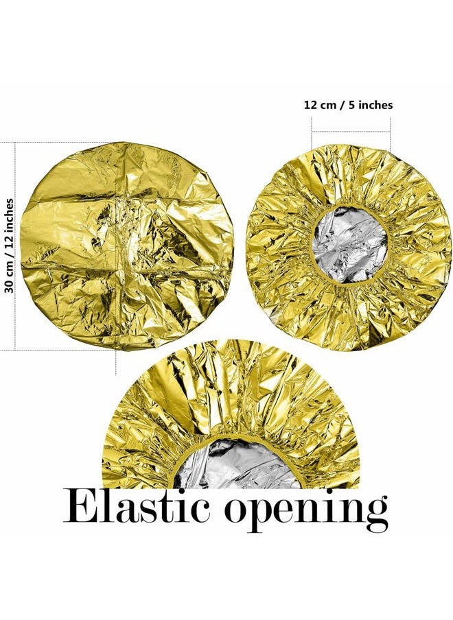 WILLBOND 12 Pieces Deep Conditioning Caps Aluminum Foil Reusable Hair Processing Hair Coloring Shower Caps for Home Salon Use(12 Inch,Golden, Silvery)  - Image 3