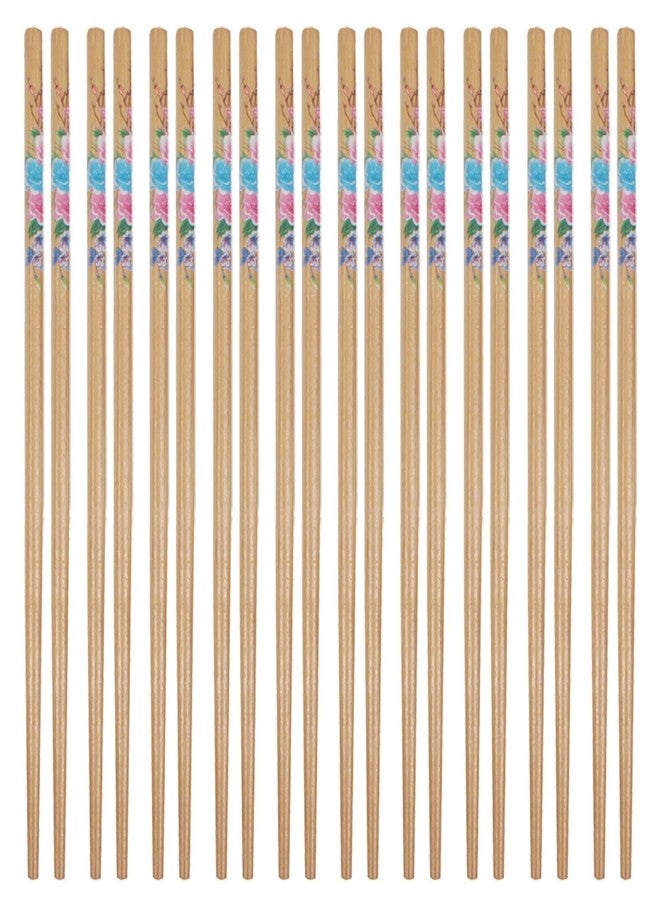 ikis Designer Natural Round Bamboo Reusable Chopsticks, Size 9.5 Inch (Color and Design May Vary) (Pack of 10 Pairs) - Image 1