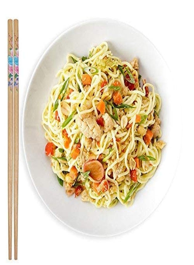 ikis Designer Natural Round Bamboo Reusable Chopsticks, Size 9.5 Inch (Color and Design May Vary) (Pack of 10 Pairs) - Image 3