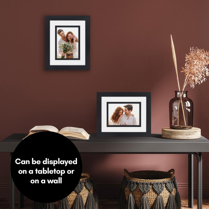 Americanflat 8x10 Picture Frame with Decorative Inner Mat Accent - Displays 5x7 Photos with Mat or 8x10 Without - Veranda Collection - Black Statement Frame with Shatter-Resistant Glass - Image 4