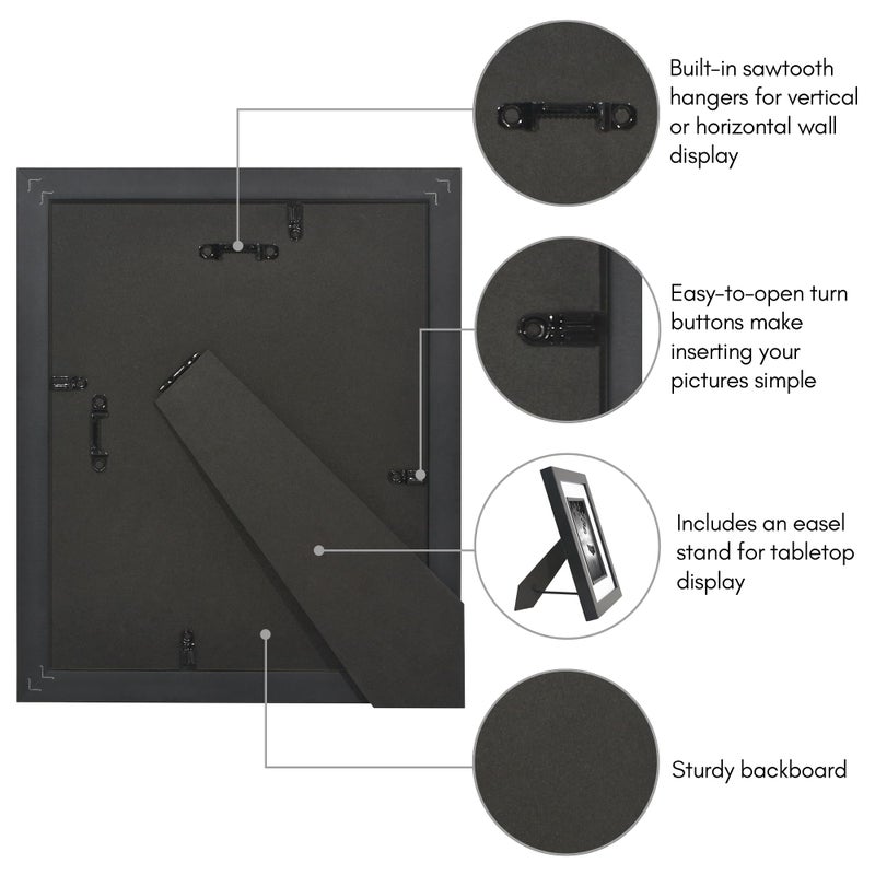 Americanflat 8x10 Picture Frame with Decorative Inner Mat Accent - Displays 5x7 Photos with Mat or 8x10 Without - Veranda Collection - Black Statement Frame with Shatter-Resistant Glass - Image 5