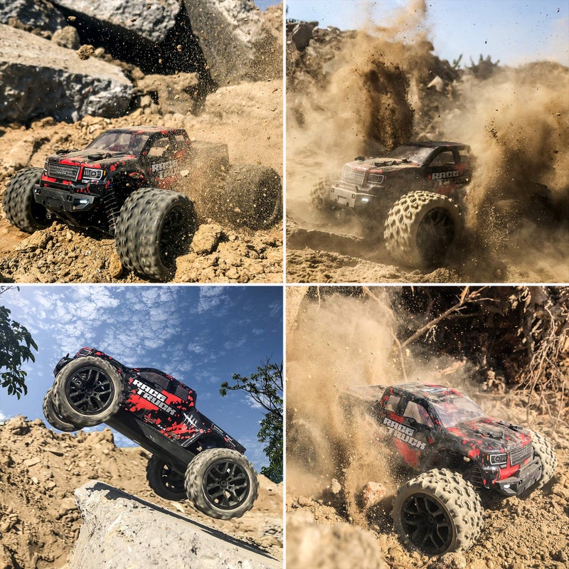 HAIBOXING سيارة هايبكسينغ RC بجودة 1:18 لجميع التضاريس بسرعة 36 كم/س، مركبة كهربائية 4WD، جهاز تحكم راديو بتردد 2.4 جيجاهرتز، تشمل بطاريتين وشاحن، شاحنة مقاومة للماء (حمراء) - Image 4