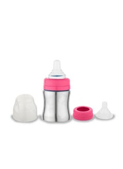 Chinmay Kids Thermal Insulation Stainless Steel Newborn Baby Feeding Bottle Bpa Free (Steel Pink 125 Ml)  - Image 1